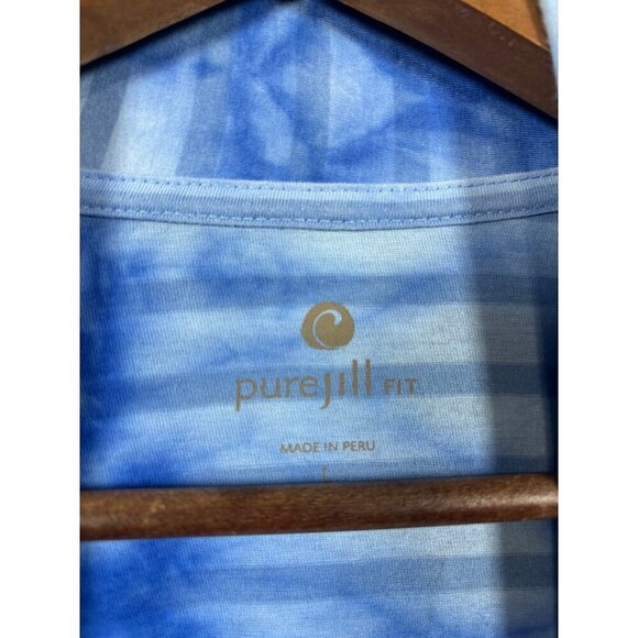 Pure J Jill Fit Blue Tie-Dye Striped Open Cardigan Cotton Casual‎ Sz L - Picture 2 of 5